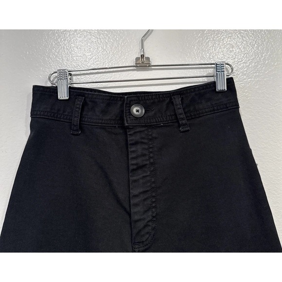 Zara Black Marine Jeans Straight Wife Leg Raw Hem High Rise Size 4 Denim Boho - Picture 2 of 6